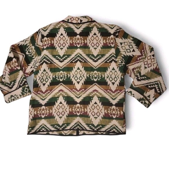 VTG Jane Ashley M Cotton Tapestry Jacket Southwestern Chore Aztec Western - Picture 2 of 5